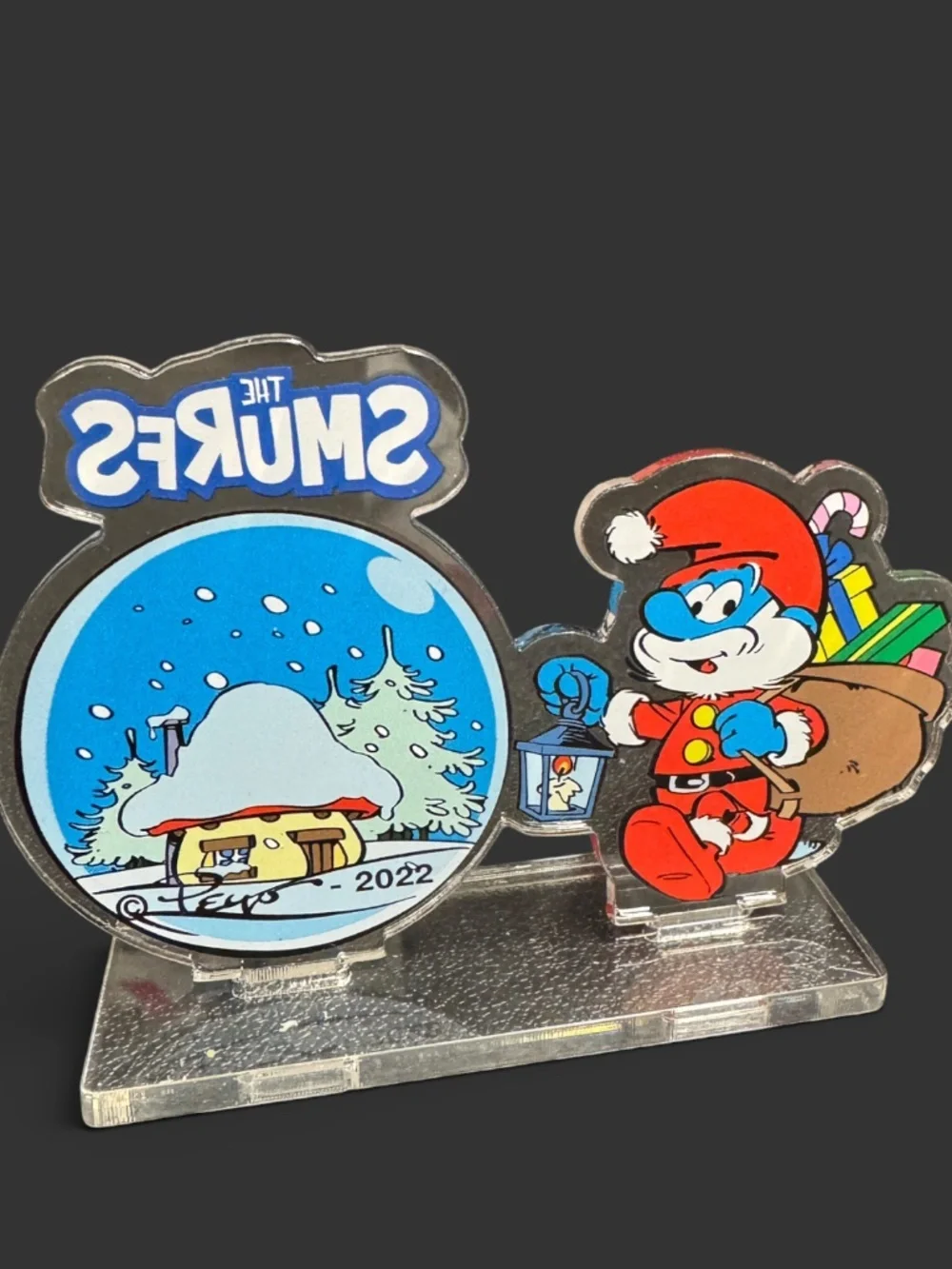 Smurfs Christmas Acrylic Village Standee Decor New